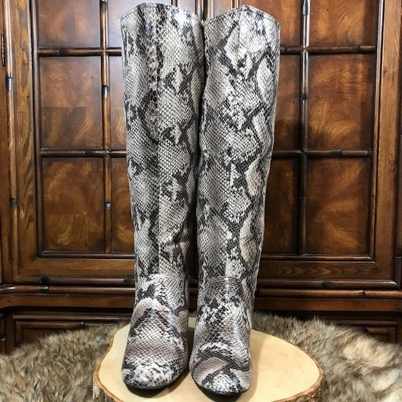 Colin Stuart Textured Faux Leather Snake Hidden Wedge Over the Knee Boot - Picture 2 of 11